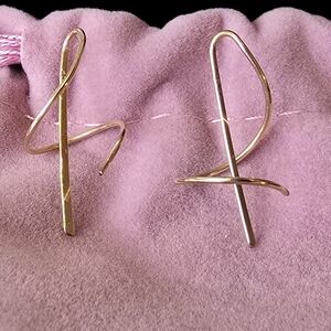 Wind & Silver 14k Gold Sculptural Loop Drop Earrings
